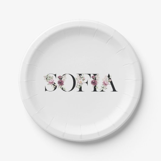Naam Sofia. Papieren Bordje (Voorkant)