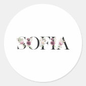 Naam Sofia. Ronde Sticker (Voorkant)