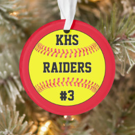 Naam Softball-team, schoolbrieven & afspeelnummer Ornament