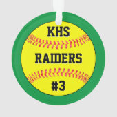 Naam Softball-team, schoolbrieven & afspeelnummer Ornament (achterkant)