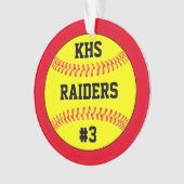 Naam Softball-team, schoolbrieven & afspeelnummer Ornament (voorkant)