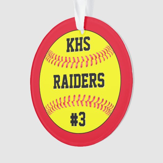 Naam Softball-team, schoolbrieven & afspeelnummer Ornament (voorkant)