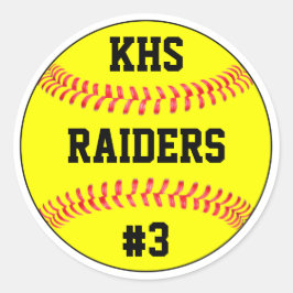 Naam Softball-team, schoolbrieven & afspeelnummer Ronde Sticker
