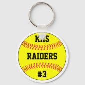 Naam Softball-team, schoolbrieven & afspeelnummer Sleutelhanger (Voorkant)