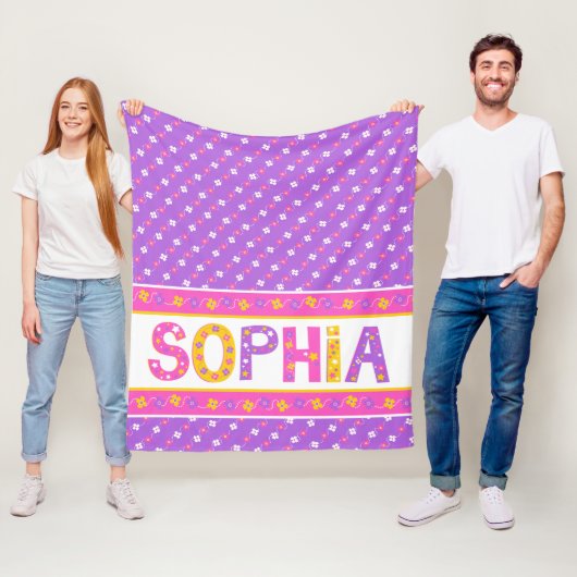 Naam: Sophia roze gele paarse ster Fleece Deken (In situ)