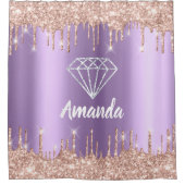 Naam Sparkly Glitter Drift Roos VioletPurple Bride Douchegordijn (Voorkant)