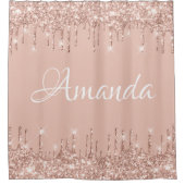 Naam Sparkly Glitter Drift roze Rose Girly Blush Douchegordijn (Voorkant)