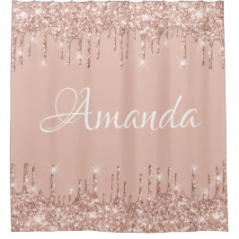 Naam Sparkly Glitter Drift roze Rose Girly Blush Douchegordijn
