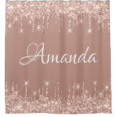 Naam Sparkly Glitter Drift roze Rose Girly Blush Douchegordijn (Voorkant)