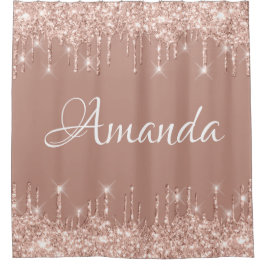 Naam Sparkly Glitter Drift roze Rose Girly Blush Douchegordijn