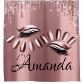 Naam Sparkly Glitter Drift roze roze rozennips Douchegordijn (Voorkant)