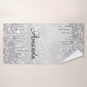 Naam Sparkly Glitter Drift Silver Grey Badhanddoek (Badhanddoek)