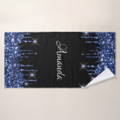 Naam Sparkly Glitter Drips Black Blue Navy Badhanddoek (Badhanddoek)