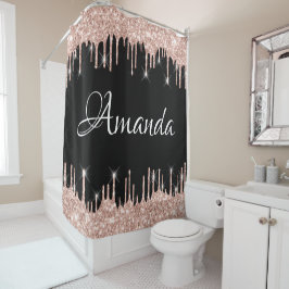 Naam Sparkly Glitter Drivers Roze Rose Gold Blush Douchegordijn