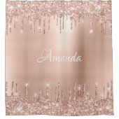 Naam Sparkly Glitter Drivers Roze Rose Gold White Douchegordijn (Voorkant)