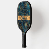 Naam Speciaal Blauw Gold Floral Pickleball Paddle (Links)