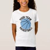 Naam, speler en nummer van het Light Blue Basketba T-shirt (Voorkant)