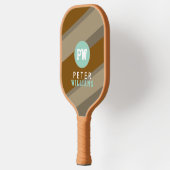 Naam speler Monogram op gestreepte tan Pickleball Paddle (Links)