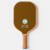 Naam speler Monogram op gestreepte tan Pickleball Paddle (Achterkant)