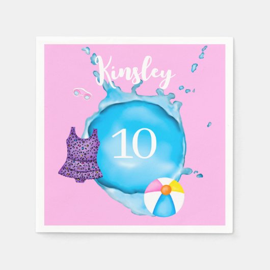 Naam Splash en Age Leopad Badpak Papier Servet (Voorkant)