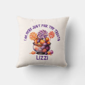 Naam Spooky Pumpkin Paarse Oranje Kinder Halloween Kussen (Achterkant)