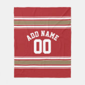 Naam SportJersey Red en Gold Stripes Fleece Deken (Voorkant)