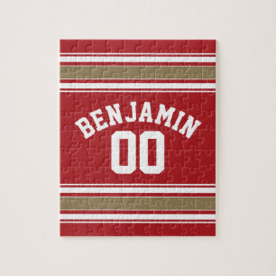 Naam SportJersey Red en Gold Stripes Legpuzzel