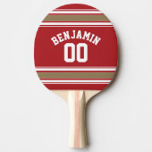 Naam SportJersey Red en Gold Stripes Tafeltennisbatje (Voorkant)