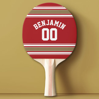 Naam SportJersey Red en Gold Stripes Tafeltennisbatje