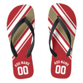Naam SportJersey Red en Gold Stripes Teenslippers (Voetbed)
