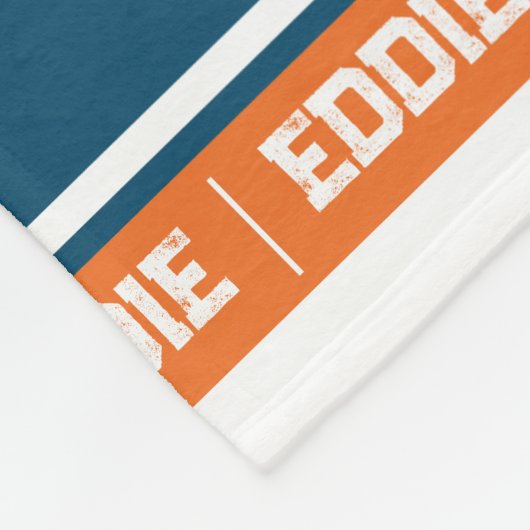 Naam: sportmonogram blauw sinaasappel fleece deken (Hoek)
