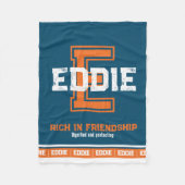 Naam: sportmonogram blauw sinaasappel fleece deken (Voorkant)