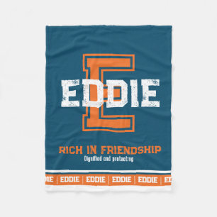 Naam: sportmonogram blauw sinaasappel fleece deken