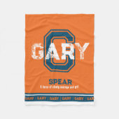 Naam: sportmonogram oranje blauw Gary Fleece Deken (Voorkant)
