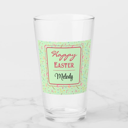 Naam, Spring Green Happy Easter Pint Glass Glas (Voorkant)