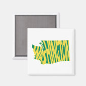 Naam staat Washington Word Art Yellow Magneet (Voorkant / Achterkant)
