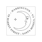 Naam Star & Moon Round Rubberstempel (Afrduk)