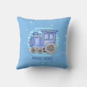 Naam Steam Train engine Baby Blauw toevoegen Kussen (Achterkant)