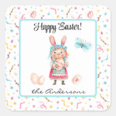 Naam sticker | 1.5-in Happy Easter Miss Bunny (Voorkant)