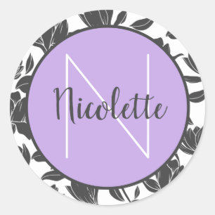Naam Sticker Bloem Tulpen Bloemen Pastel Paars