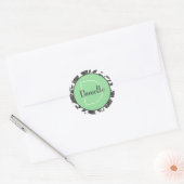 Naam Sticker Bloemige Tulp Bloemen Turquoise Monog (Envelop)