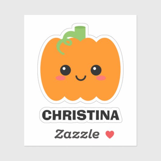 Naam Sticker Cute Pumpkin, Decoreer je eigendom (Vel)