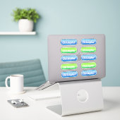 Naam Sticker Set blauw en groen (Laptop op bureau)