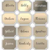 Naam Sticker Set Elegante kleuren (Voorkant)
