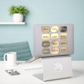 Naam Sticker Set Elegante kleuren (Laptop op bureau)