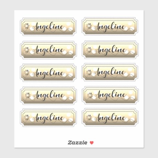 Naam Sticker Set Gouden Bloemen (Vel)