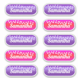 Naam Sticker Set Magenta en Paarse