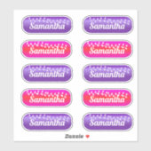 Naam Sticker Set Magenta en Paarse (Vel)