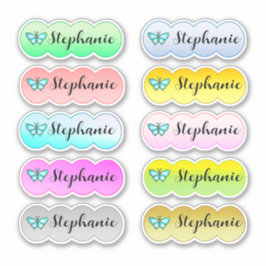 Naam Sticker Set Multi kleur met vlinder