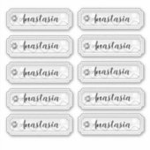 Naam Sticker Set Silver Flowers (Voorkant)